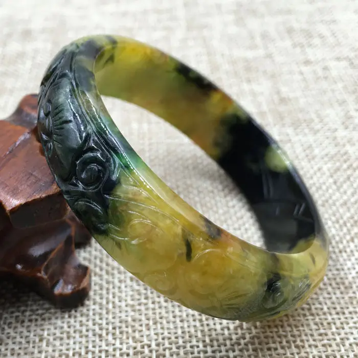 56 мм Старинные Китайский Ручной резьбой Коричневый Зеленый Жадеит Нефрита