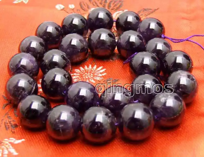 

Big 16mm High quality Round natural Purple crystal beads strand 15" -los181