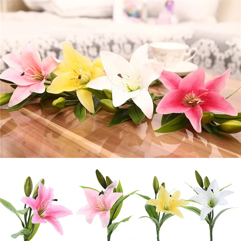 5 шт./лот искусственная лилия цветок ПВХ шелковые искусственные цветы свадебный