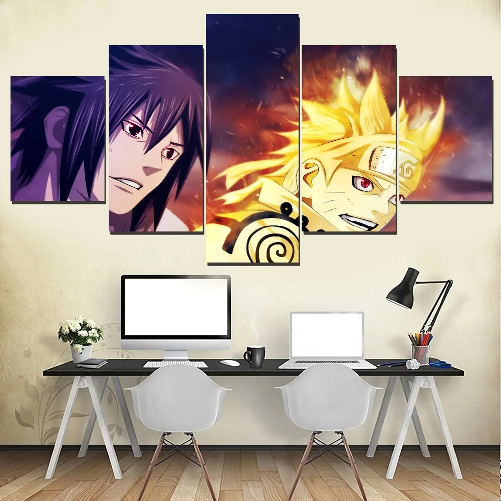 Картина в стиле аниме Wall Art 5 шт. героя Наруто Узумаки и как у мультфильма Саскэ