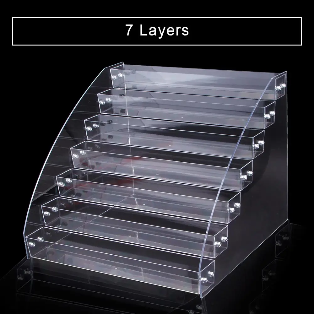 7 Layers 1-7 ярусов стойка для лака для ногтей акриловый дисплей держатель настольный дисплей подставка пластиковая коробка помада Органайзер чехол для хранения макияж - Цвет: 7 Layers