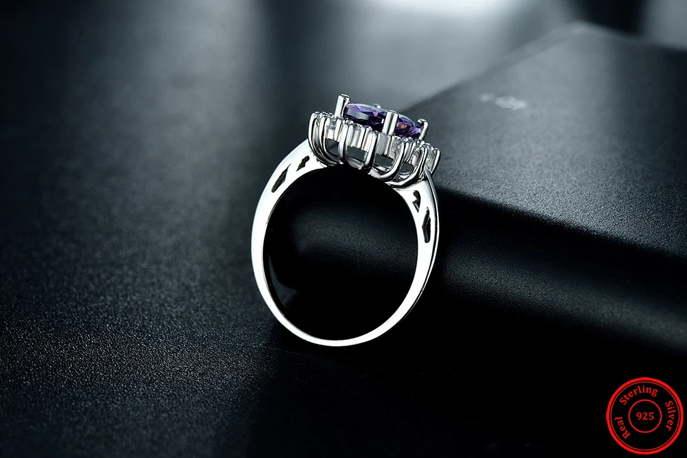 2.0Ct модное Настоящее однотонное 925 пробы Серебряное кольцо, Модный женский подарок, 5А циркониевое ювелирное изделие, фирменное обручальное серебряное кольцо