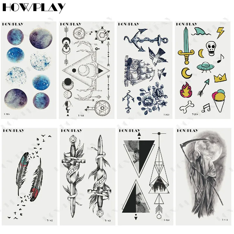 Howplay татуировки и боди арт cool временная татуировка наклейка водостойкая Мужская