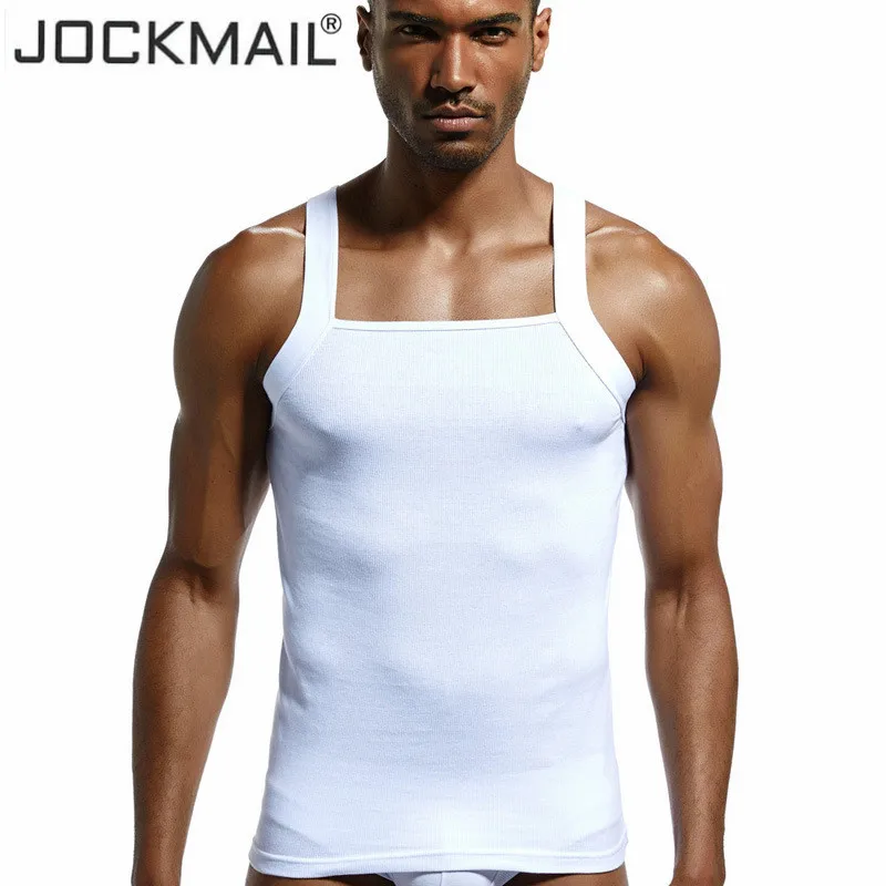 Бренд jockmail летний топ на бретелях для мужчин хлопок твердый Бодибилдинг мягкий дышащий жилет майка