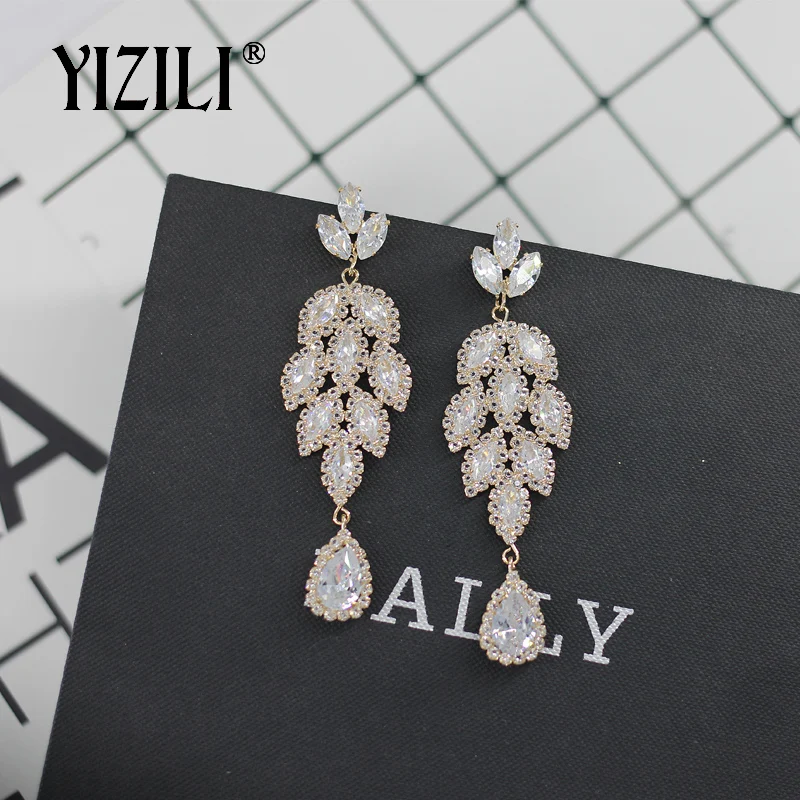 Роскошные Длинные серьги YIZILI для женщин подвески висячие с блестящими