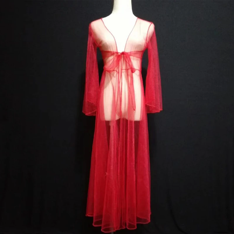 

Sexy Gauze Coat For Bikini Pole Jazz Dance Costumes Long Sleeve Women Nightclub Party Bar Dancers Singer Stage Costume DJ291