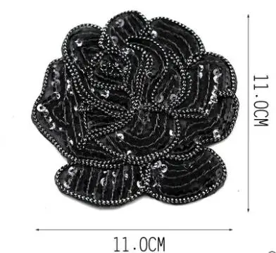 Black Color 5pcs AHYONNIEX 5 шт./лот расшитые блестками бусины бренд роза ткань патчи гладить на аппликация на сумку наклейки на одежду - Цвет: Black Color 5pcs