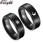 Модное обручальное кольцо 8 мм из титановой стали с Луной и солнцем, обручальное кольцо для женщинмужчин, черные парные кольца, свадебные украшения