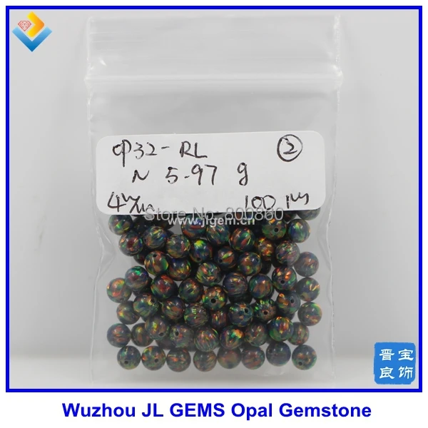 

(20pieces/lot) 4mm Synthetic Opal Cabochon Round Beads black opal bead