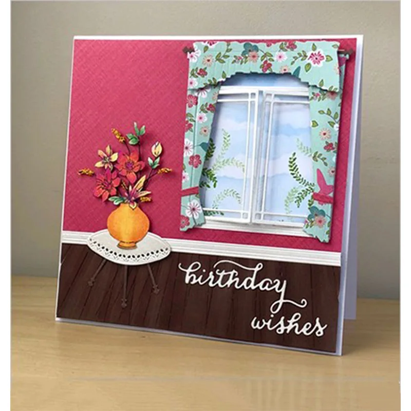 Оконная рама для штор трафареты DIY скрапбукинга декоративные поделки тиснение