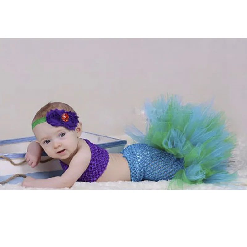 Зеленого и фиолетового цвета для девочек Юбка-пачка в стиле Русалочки платье