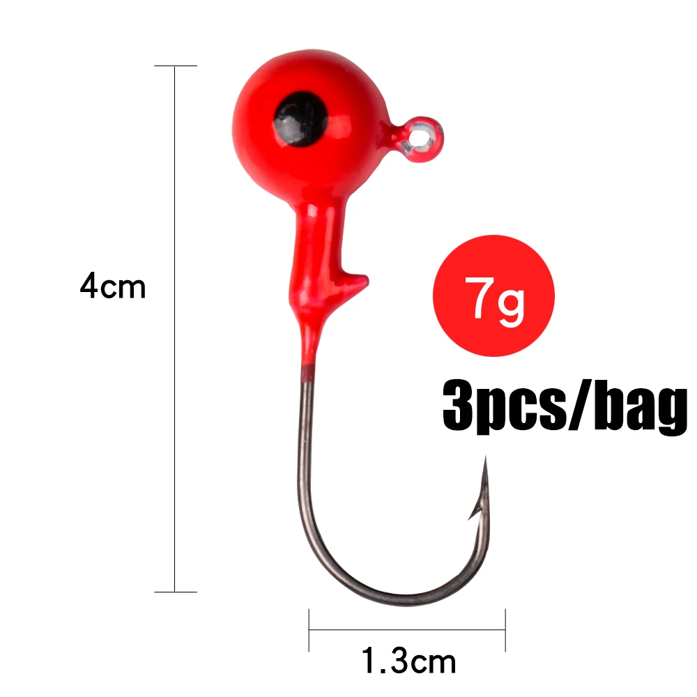 7g LUSHAZER рыболовные крючки, рыболовные крючки, 3,5 г, 5 г, 7 г, 10 г, 14 г, 21 г, красные свинцовые крючки с круглой головкой для рыбалки, высококачественные рыболовные крючки - Цвет: 7g