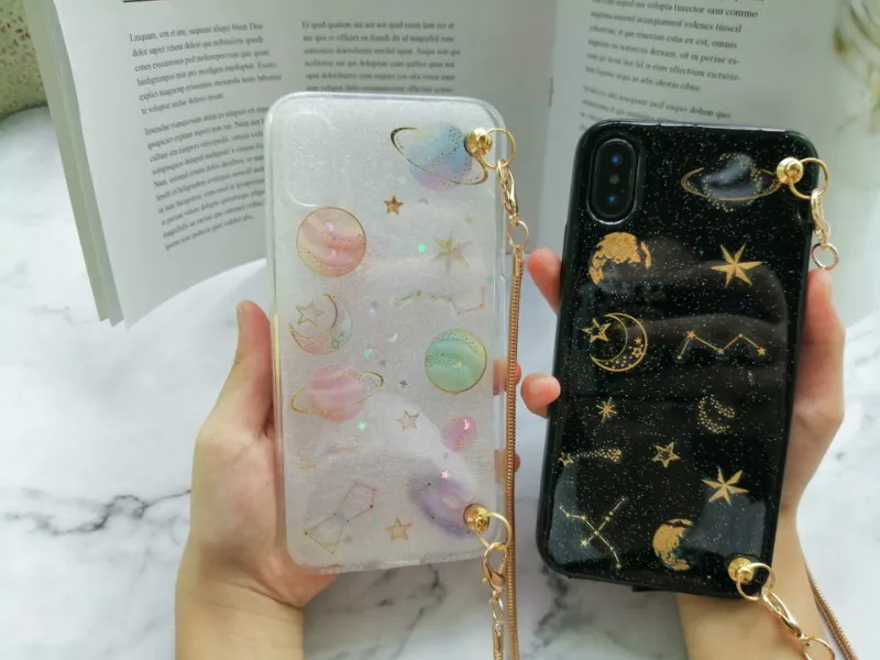 Для iphone XS MAX милый Роскошный Мраморный лунный чехол через плечо с цепочкой для телефона iphone 11 pro max case X XR 6 6S 7 8 plus чехол на ремне