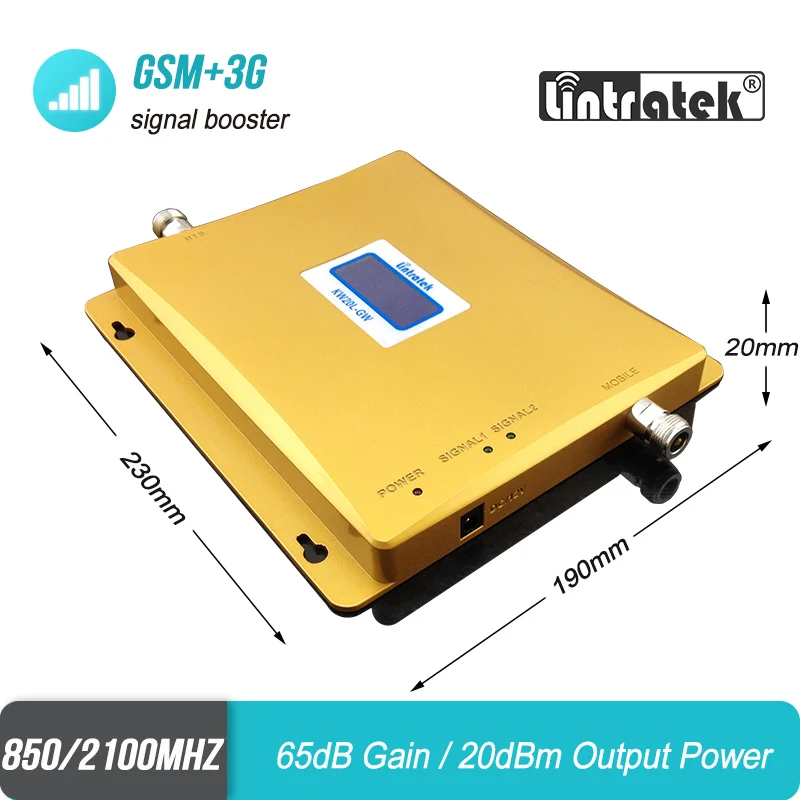 Lintratek Repetidor Celular LCD дисплей GSM 850 3G 2100 двухдиапазонный 65dBm мобильный телефон