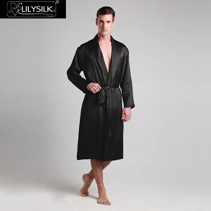 LilySilk халат кимоно пижамы для ванной длинный мужской чистый 100 шелк 22 momme Роскошный