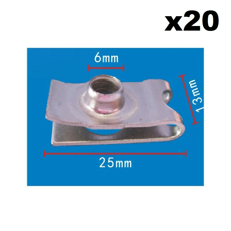

20x Nylon For Honda License plate steel clip