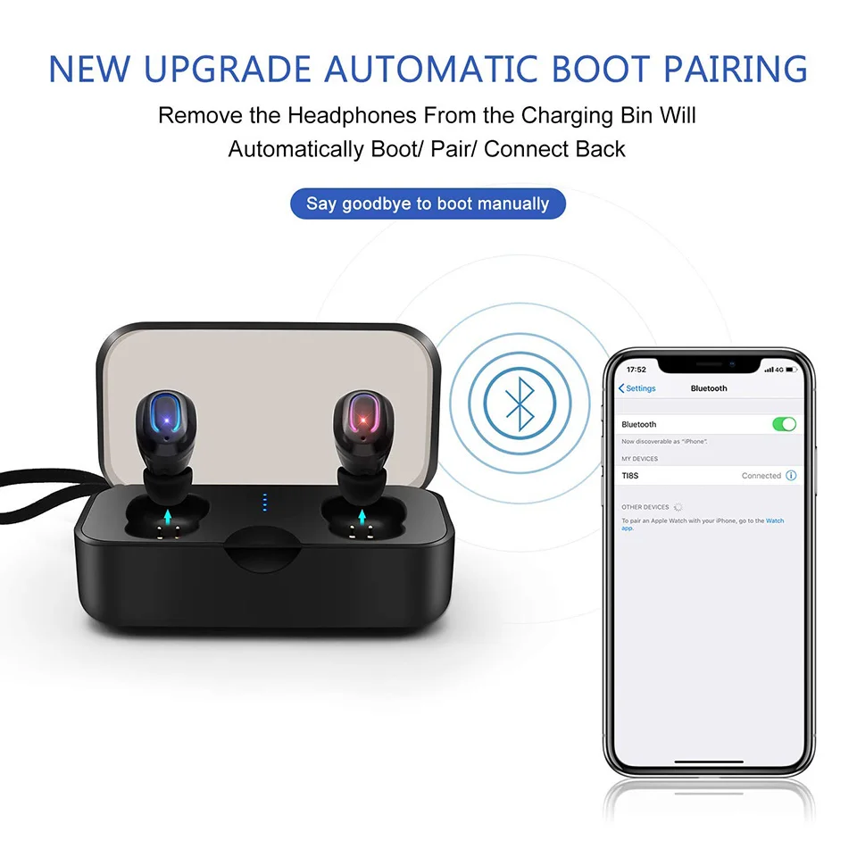 Tendway Bluetooth 5 0 наушники TWS беспроводные мини стерео с глубокими басами зарядкой