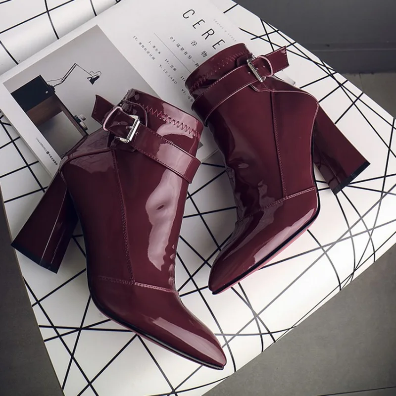 ASILETO/весенние Ботильоны на каблуке с заостренным носком и пряжкой обувь из