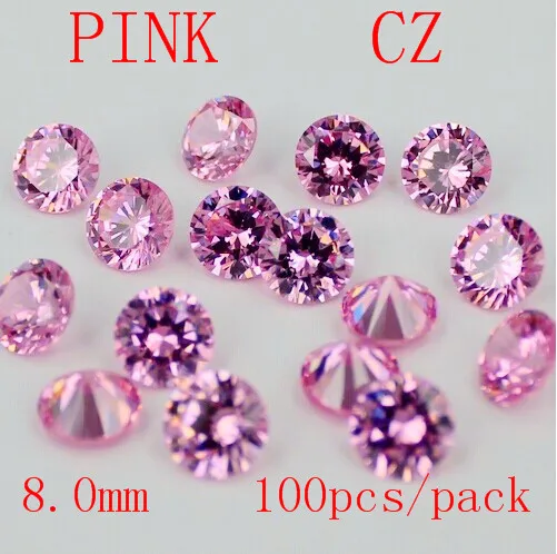 

MRHUANG Jewelry Supplies AAA Grade CZ Cubic Zirconia PINK Round Zircon 7.0mm/8.0MM DIY Jewelry Findings Supplies Free Shipping