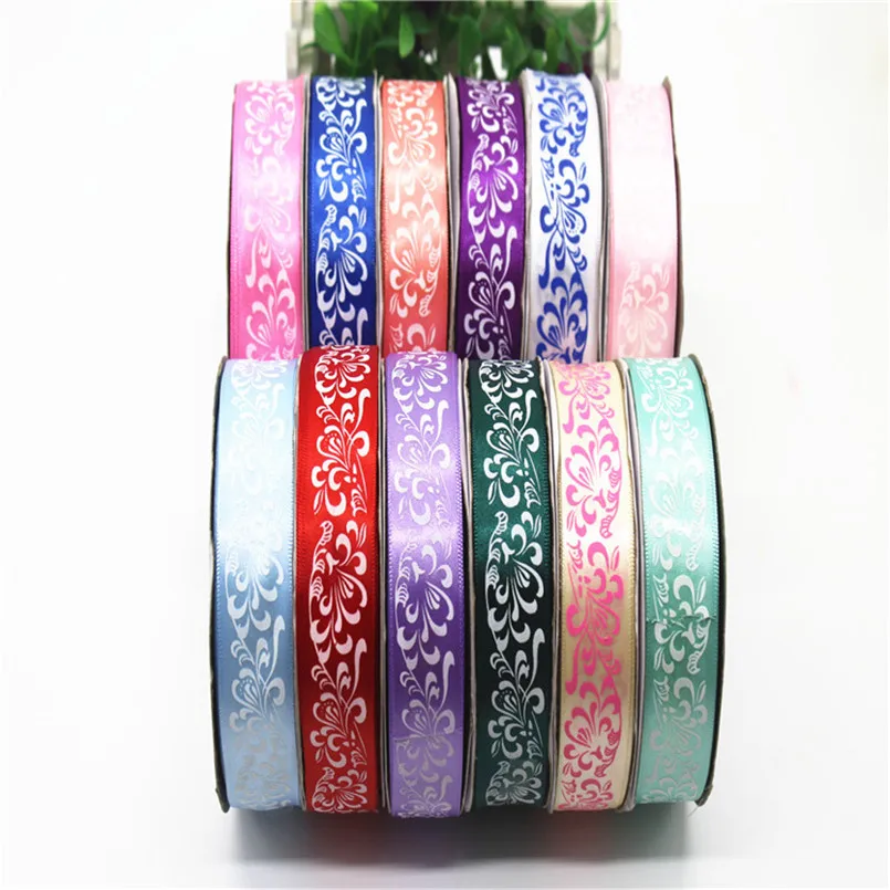 2.5cmx50Yard Blue And White Porcelain Printing Ribbon Fabric Wedding Party Supplie Handmade Satin Belt Hair Accessories | Дом и сад