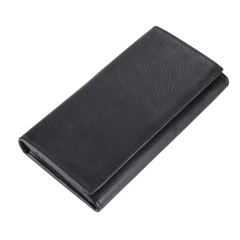 

New Men Purse Long Purse Large Capacity Black Wallets Leather