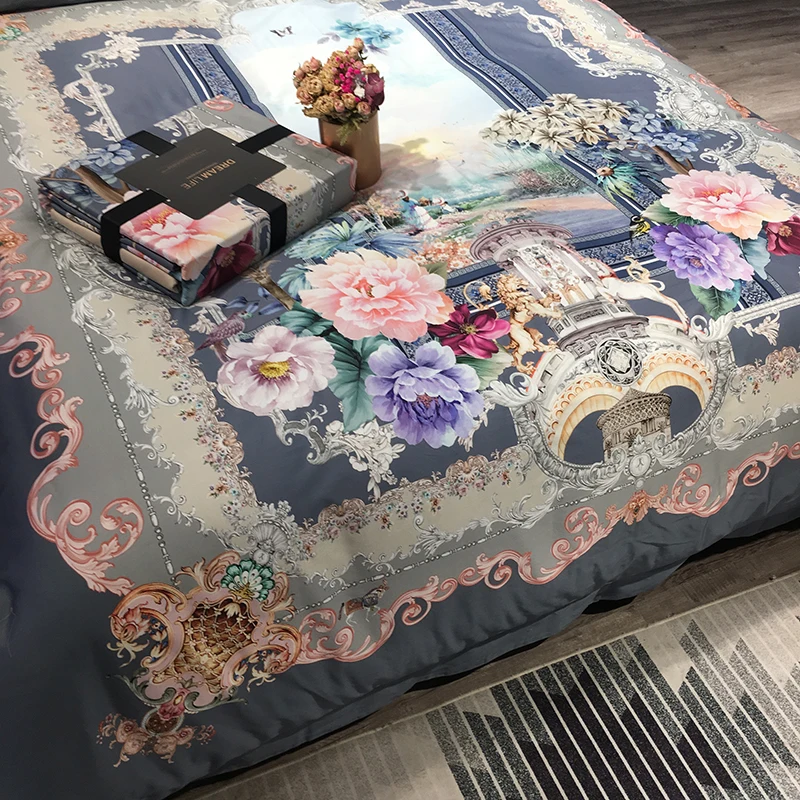 Роскошный Европейский богемский Стиль печать 80S Египетский хлопок дворец