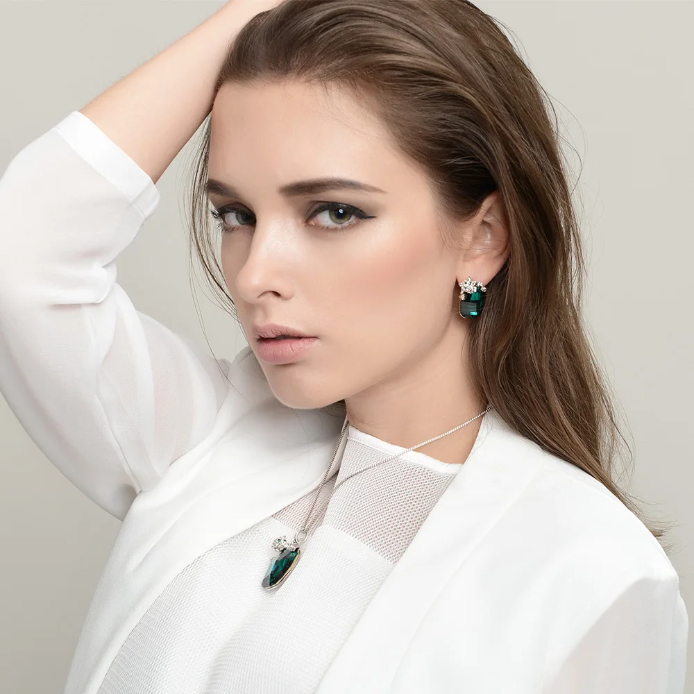 Viennois зеленый/синий кристаллами от Swarovski Leopard Серьги гвоздики для Для женщин со
