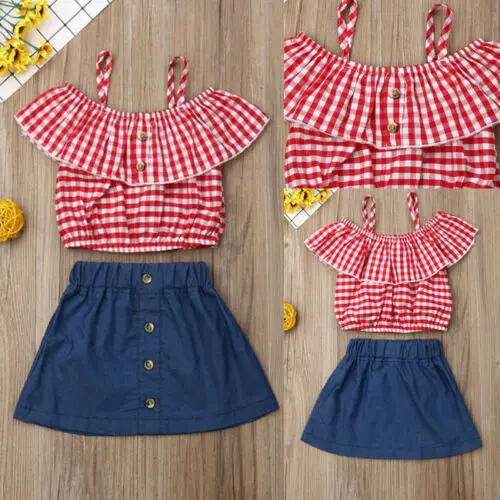 Toddler Kids Baby Girls Summer Outfits Clothes T-shirt Tops+Skirt Dress 2PCS Set | Детская одежда и обувь