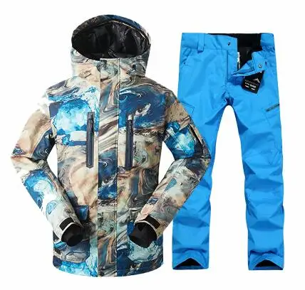 Сноуборд куртка+ Pantalones Masculina Nueva Gsou Hombres Traje de Impermeable al Aire Libre Deporte Campin - Цвет: color1