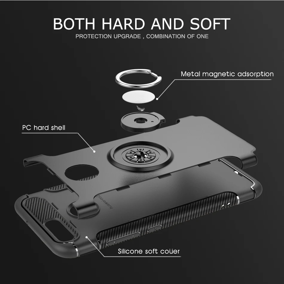 Чехол UTOPER для huawei Nova 2 2 Plus чехол Fundas мягкий силиконовый Жесткий PC Броня с магнитным кольцом чехол для смартфона Nova2 2 Plus чехол