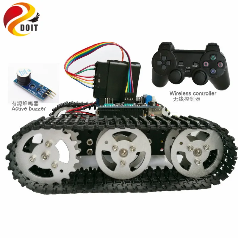 Беспроводное управление Смарт RC робот комплект PS2 джойстик Танк шасси автомобиля с Arduino Uno R3 двигатель Щит DIY игры playstation
