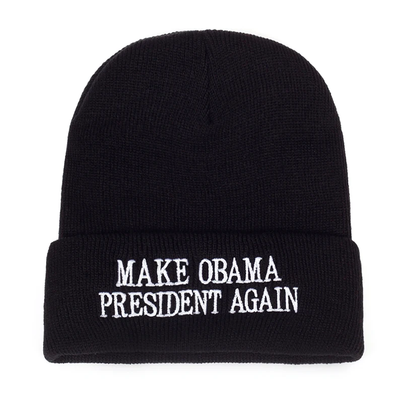 Make Obama President Again Зимняя мужская шапка с вышивкой шапки бини унисекс вязаная для