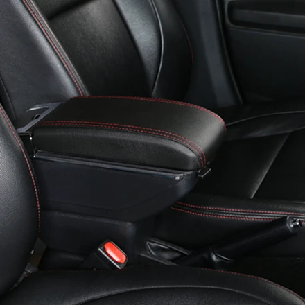 D Styke Black Red Для Toyota Yaris Vitz Jewela модель подлокотник коробка вращающийся центр консоль коробка для хранения с USB интерфейс украшения Аксессуары - Название цвета: D Styke Black Red