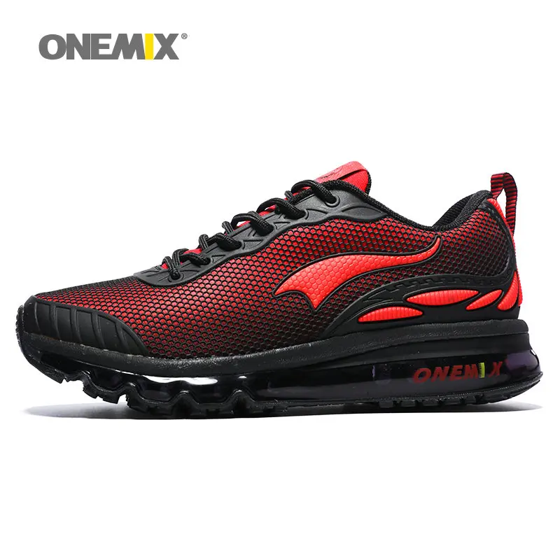 Black Red ONEMIX Max Man Running Shoes For Men Nice Trends Run Breathable Mesh Sport Shoes for Men Jogging Shoes Outdoor Walking Sneakers - Цвет: Black Red