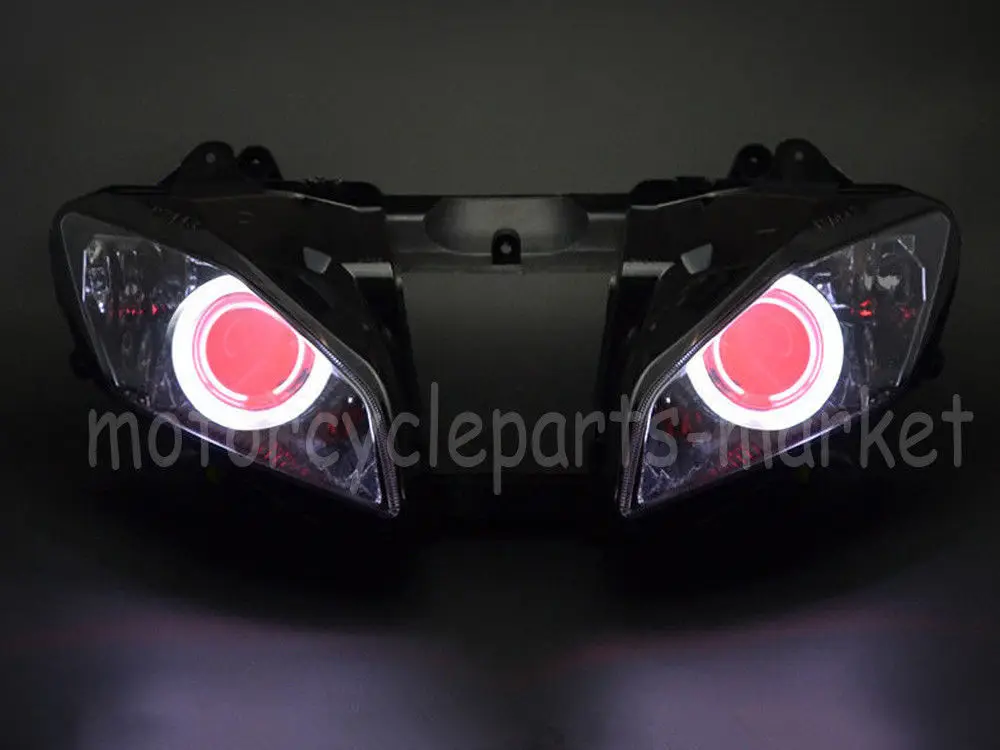1 комплект красный демон и ангел глаза 35 Вт HID проектор фары в сборе для Yamaha YZF R6 2006 2007