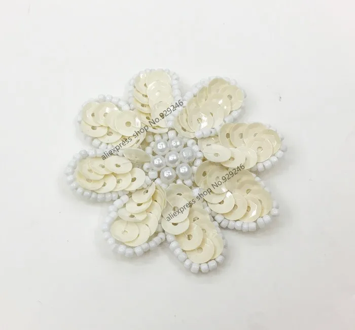 16 шт./лот модные красные бежевые черные блестки Аппликация из бисера цветок