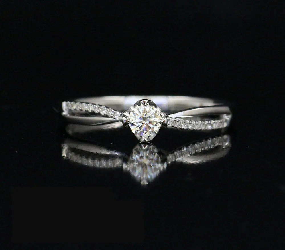 LASAMERO 0. 152 CT H/SI круглое кольцо с натуральным бриллиантом современного дизайна для