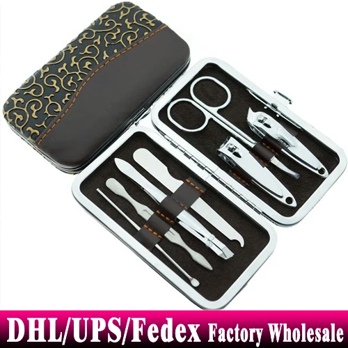 

DHL Fedex 200pcs/lot 7 in 1 Nail Tools Manicure Set Feet Care Clipper Kit Pedicure Tweezer Knife Ear Pick Utility Nail Cutter