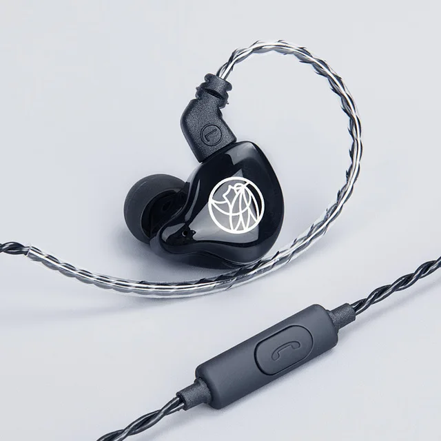 T1SM Black with mic Новые наушники TFZ T1s T1SM Hifi, индивидуальные динамические наушники 3,5 мм с монитором, сменный кабель, используйте устройство второго поколения - Цвет: T1SM Black with mic