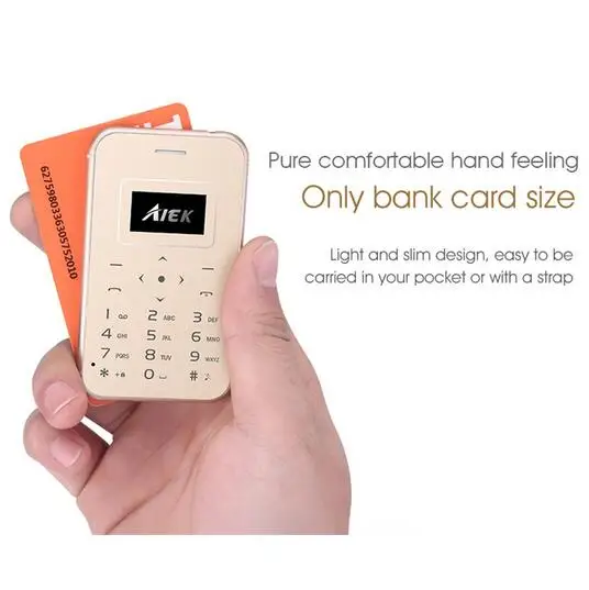 AIEK X8 ультра тонкая карта мини карманный мобильный телефон с низким излучением