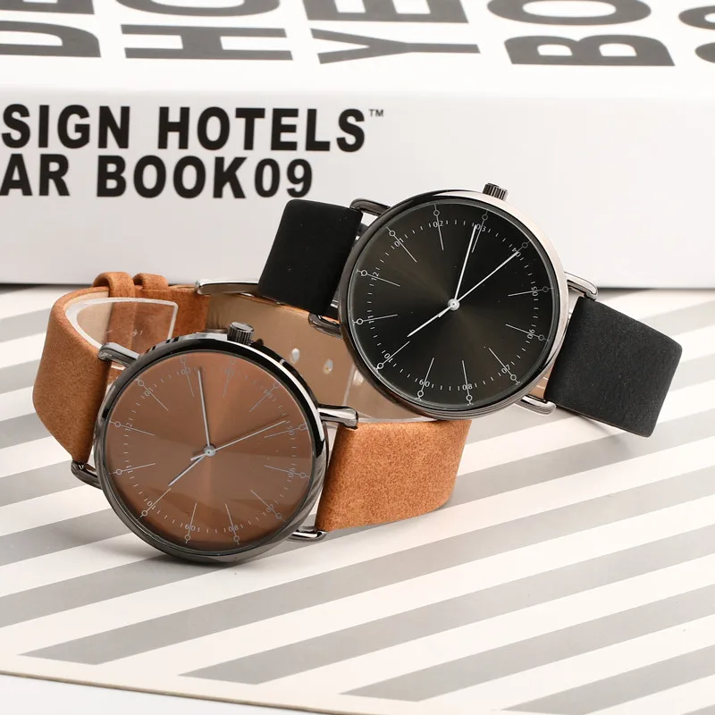 Новые модные мужские Аналоговые кварцевые часы с кожаным ремешком черные