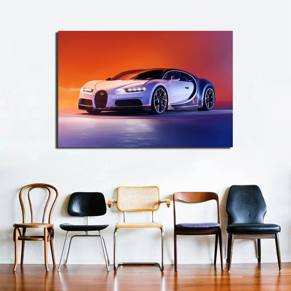 Bugatti Chiron плакат с суперкаром настенная Художественная Картина на холсте для