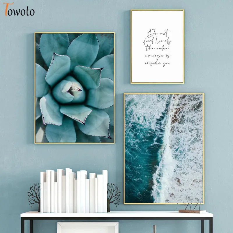 Минималистское полотно растительным принтом Океана Волна стены искусства