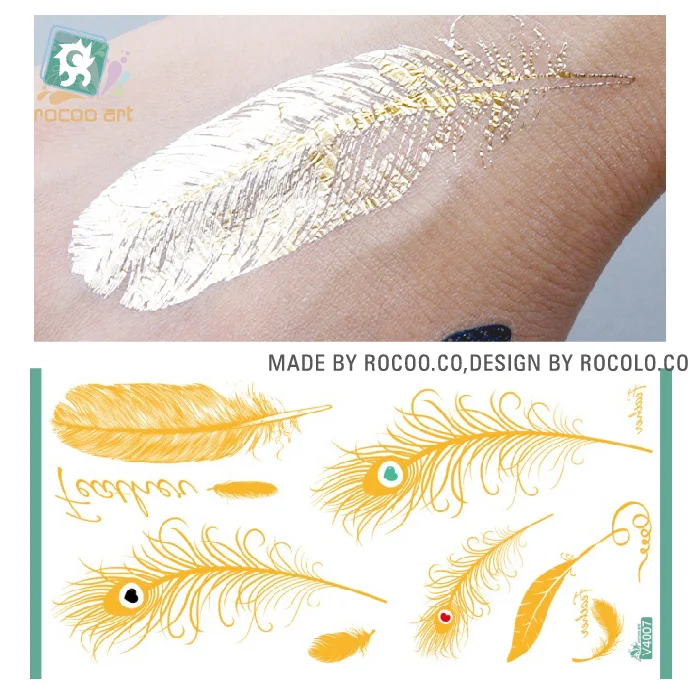 Тату-наклейка Rocooart V40 из хны золотистого цвета водостойкая временная | Красота и
