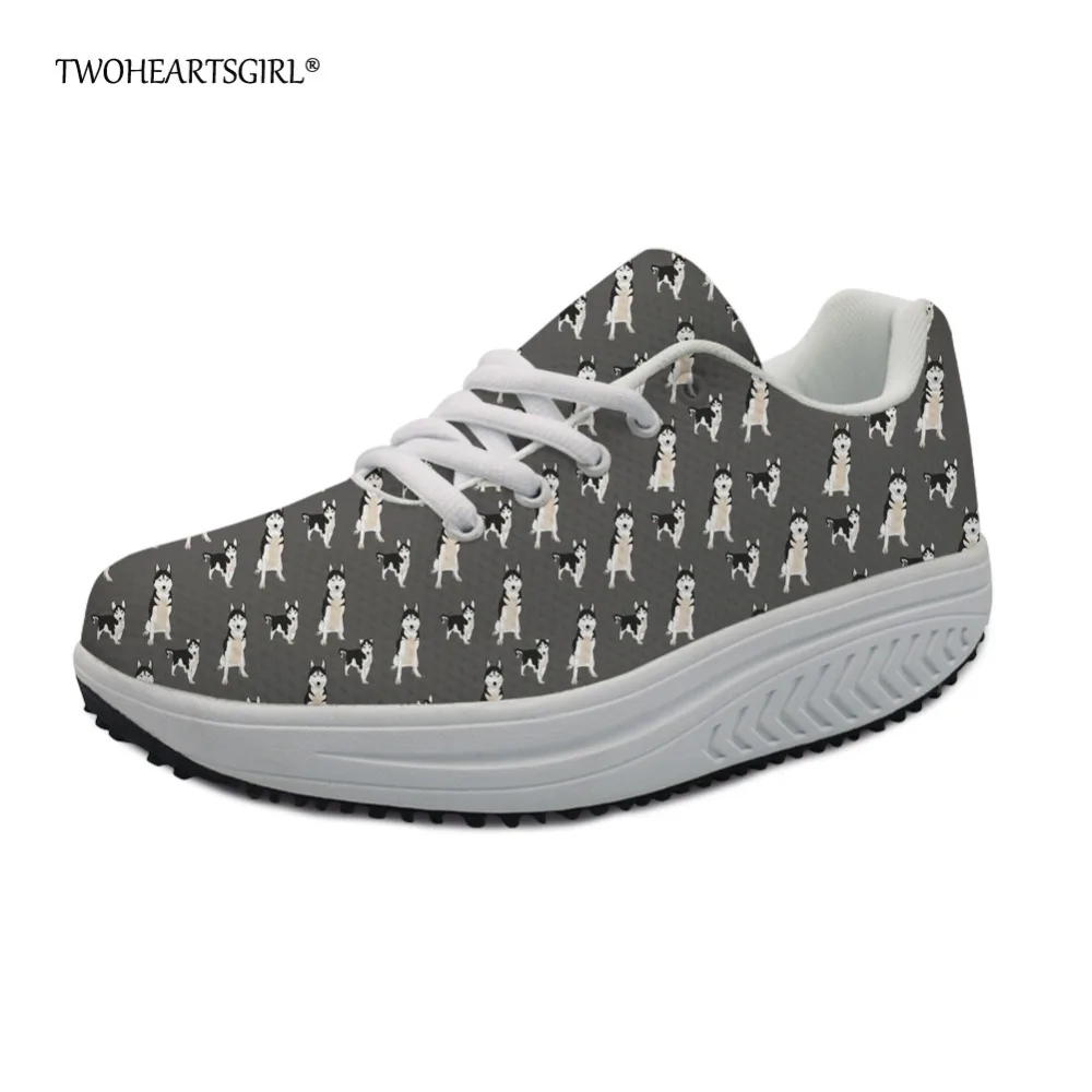 

Twoheartsgirl Cute Husky Printing Women Casual Swing Shoes Female Mesh Swing Shoes Breathable Femme Health Walking Shoes Comfort