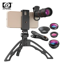 apexel 18x telescope phone lens monocular3in1 fisheye wide macro lens selfie tripod with bluetooth for iphone smartphones