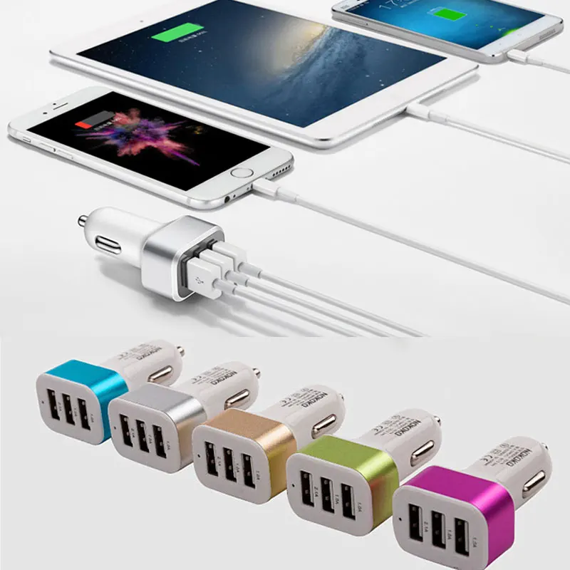 Новый универсальный тройной USB Автомобильное зарядное устройство адаптер гнездо