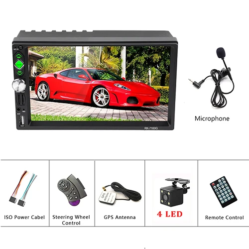 With 4 LED Camera Hikity Авторадио 2 din автомагнитола RDS gps авто аудио " IOS/Android Зеркало Ссылка мультимедийный плеер поддержка микрофона и камеры - Цвет: With 4 LED Camera