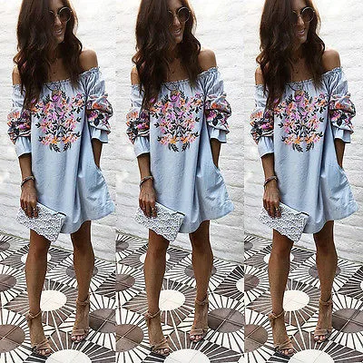 Модные женские цветочные хлопковые оборки с длинным рукавом открытыми плечами