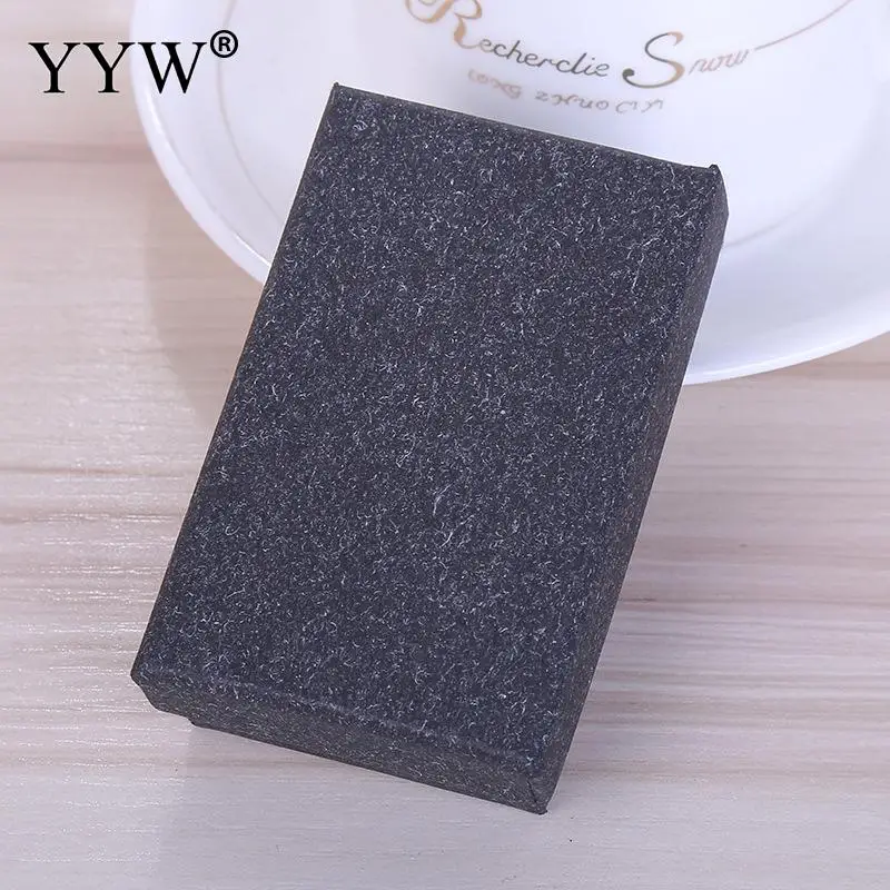black 24 шт./лот Лидер продаж прямоугольная бумага пара коробка для кольца сережек подарочные коробки для ожерелья с губкой упаковка - Цвет: black